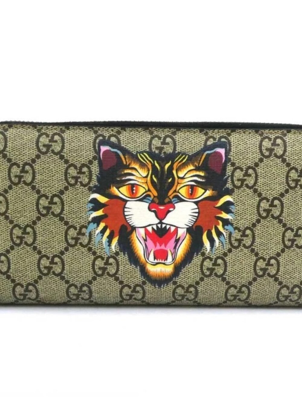 GUCCI GG Supreme Zip Around Long Wallet Brown/Multicolor PVC